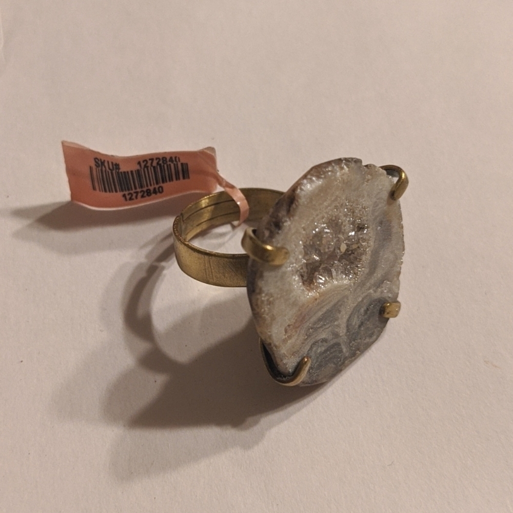 White Geode Ring